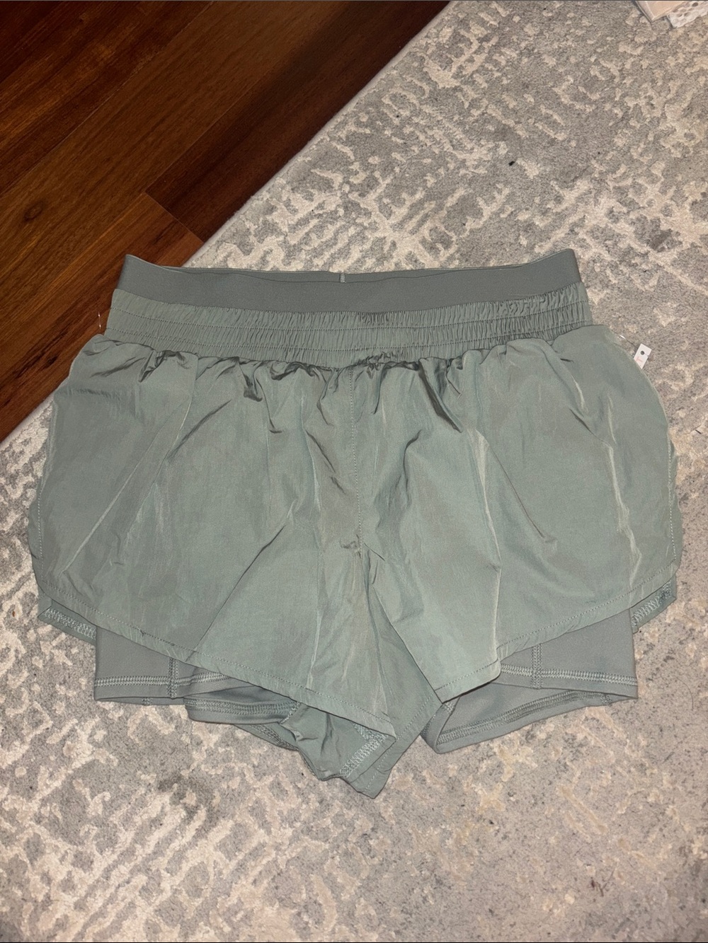 Yogalicious Sage Green Layered Athletic Shorts